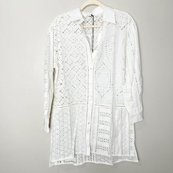 Spell & the Gypsy Collective Lottie Eyelet Oversized Shirt XS NEW - Picture 2 of 9